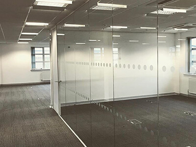 Large office with glass partition